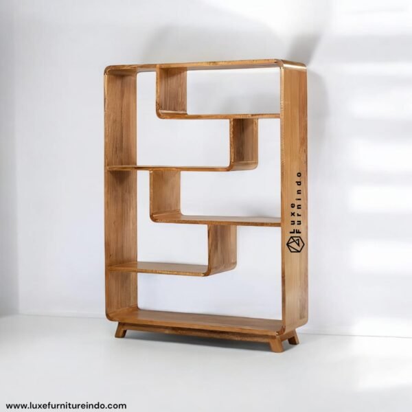 Luxury solid wood bookshelf with modern artistic design and premium finish.