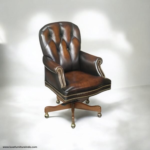 classic leather office chair,tufted executive chair,vintage leather desk chair,swivel wooden office chair,luxury leather office chair,high-end executive chair