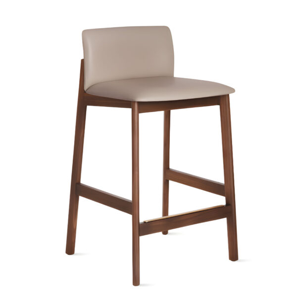 Asvara Bar Chair in handcrafted wood frame with cushioned cream seat – Indonesia furniture indoor & outdoor collection