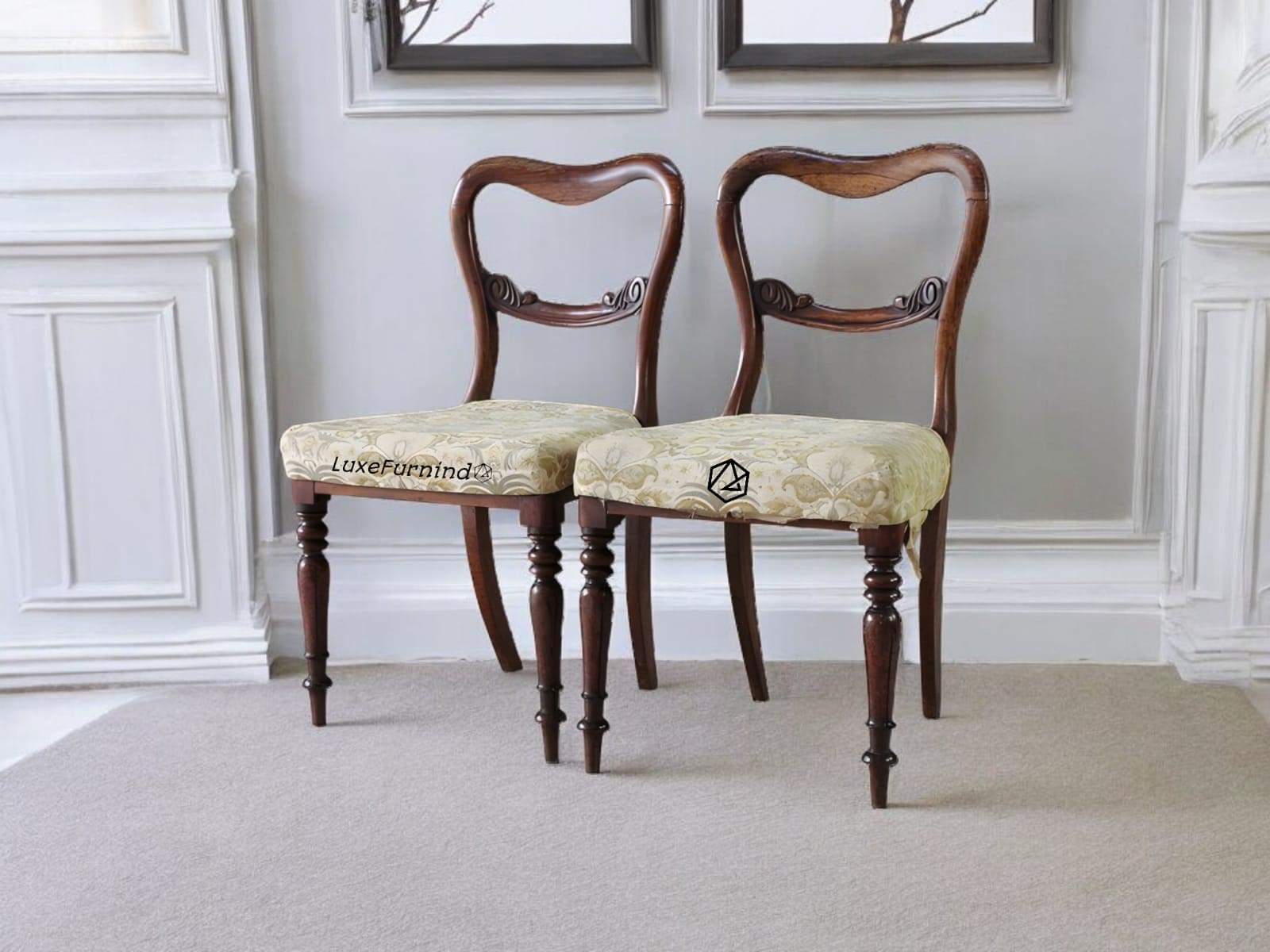 WhatsApp Image 2025-02-17 at 13.38.41 (2) Pair of retro Victorian-style balloon back chairs with beige floral upholstery and carved wooden frames -- Indonesia Furniture