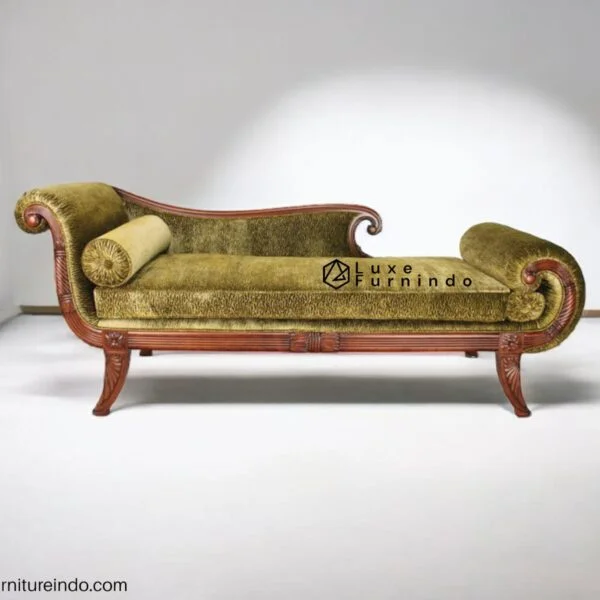 antique sofa furniture. Classic hand-carved wooden sofa with red velvet upholstery – Indonesia furniture. Luxurious Classic Lounge with Elegant Carvings - Indonesia furniture