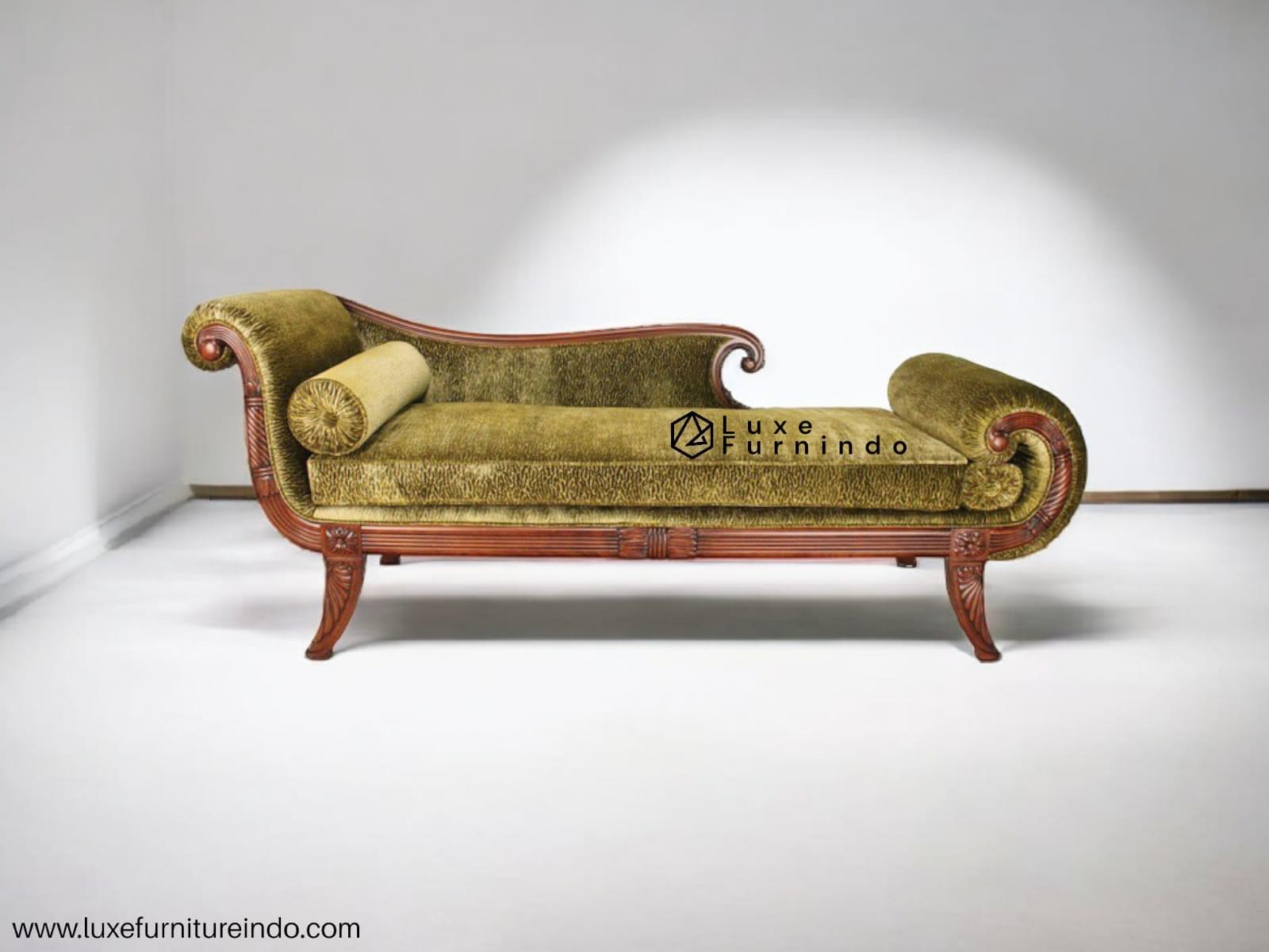 antique sofa furniture. Classic hand-carved wooden sofa with red velvet upholstery – Indonesia furniture. Luxurious Classic Lounge with Elegant Carvings - Indonesia furniture