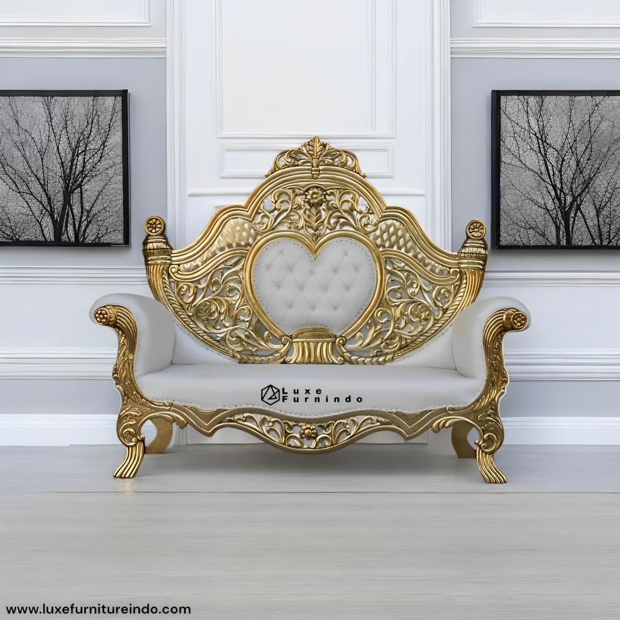 WhatsApp Image 2025-02-23 at 15.05.24 (1) Luxury furniture. Gold-trimmed rococo-style heartback sofa with white tufted upholstery, handcrafted in Indonesia -- Whosale furniture - Indonesia furniture