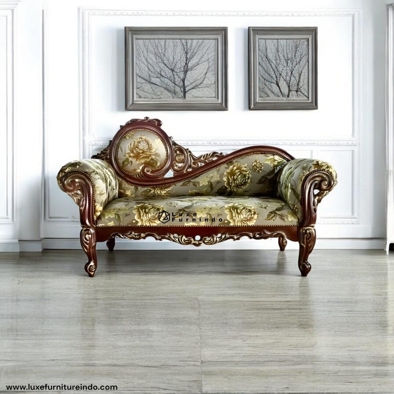 antique furniture. Classic Antique handcrafted in Indonesia with floral royal upholstery and mahogany wood frame. Whosale furniture -- Indonesia furniture