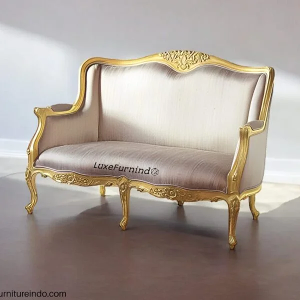 Whosale furniture. luxury french louis armchair gold leaf wooden chair -- Indonesia furniture