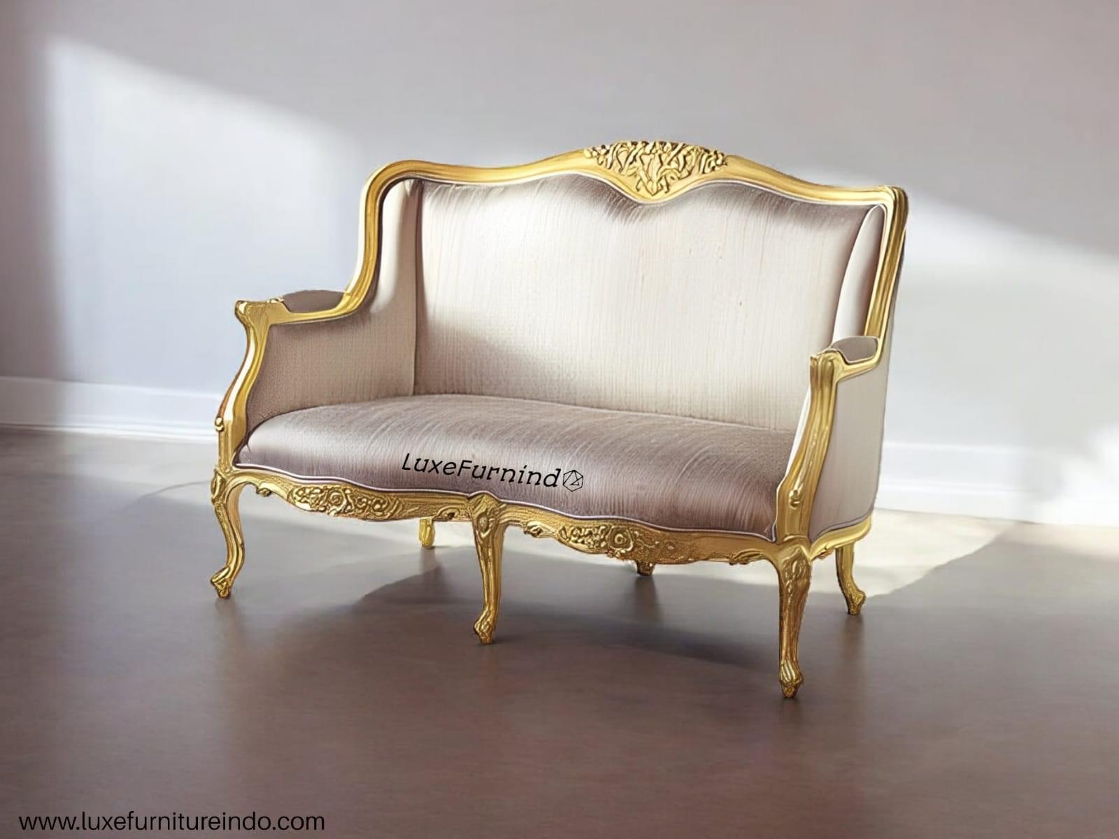 Whosale furniture. luxury french louis armchair gold leaf wooden chair -- Indonesia furniture